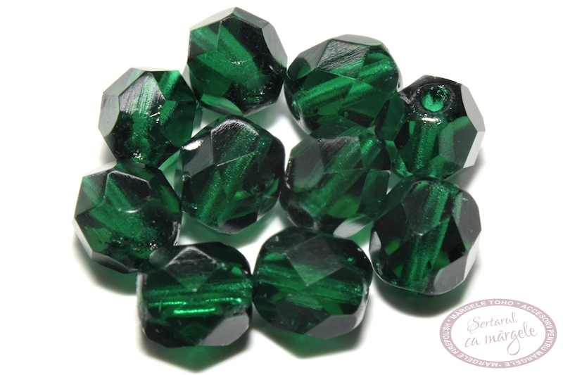 Margele Fire Polish 6mm Dark Emerald