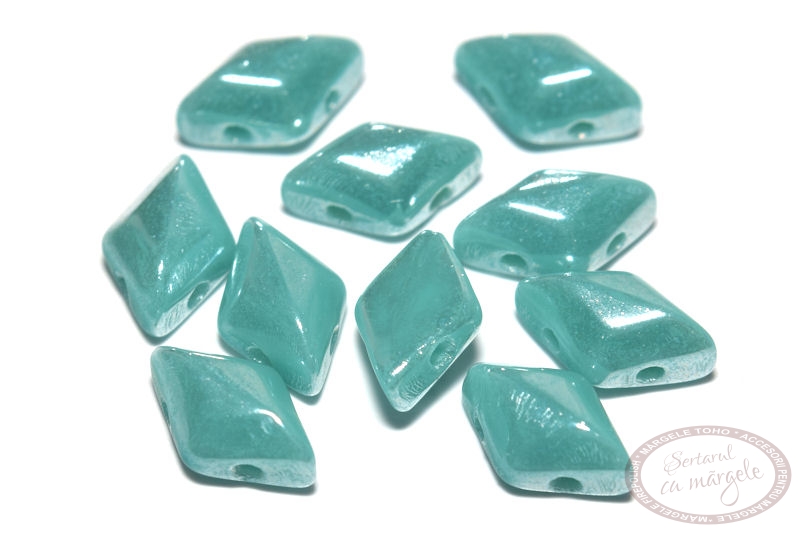 Margele GemDuo 8X5mm Luster Turquoise Green