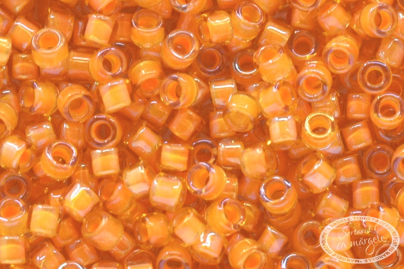 TOHO Treasure 11 Inside-Color Jonquil Burnt Orange-Lined TOHO Treasure 11 Inside Color Jonquil Burnt Orange Lined