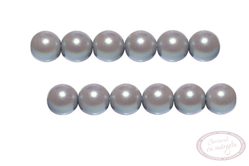 Perle din sticla 6mm Pearl Shell Smoked Silver
