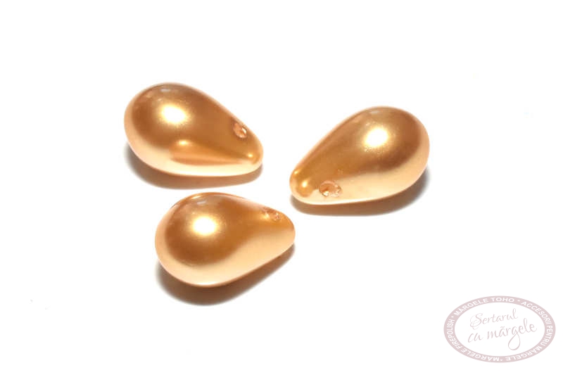 Perle sticla Tear Drop 6 x9mm Light Gold