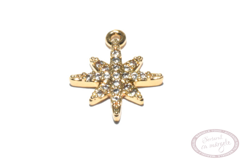 57508 Ornament charm steluta cu zirconiu placata cu aur n