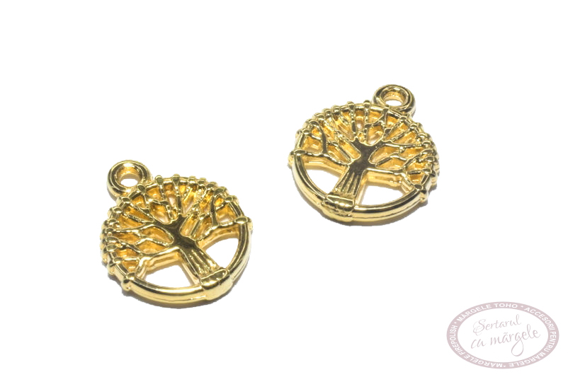 62861 Ornament (charm) Tree of Life, 10mm, placat cu aur 62861 Ornament charm Tree of Life 10mm placat cu aur