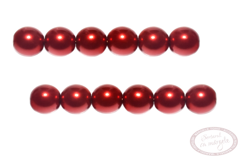 Perle din sticla 6mm Shiny Christmas Red