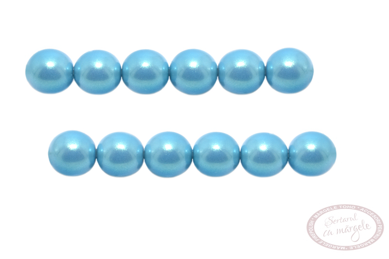 Perle din sticla 6mm Pearl Shell Nile Blue