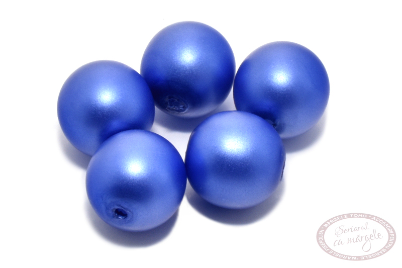 Perle de sticla 8mm Shiny Matted Sapphire