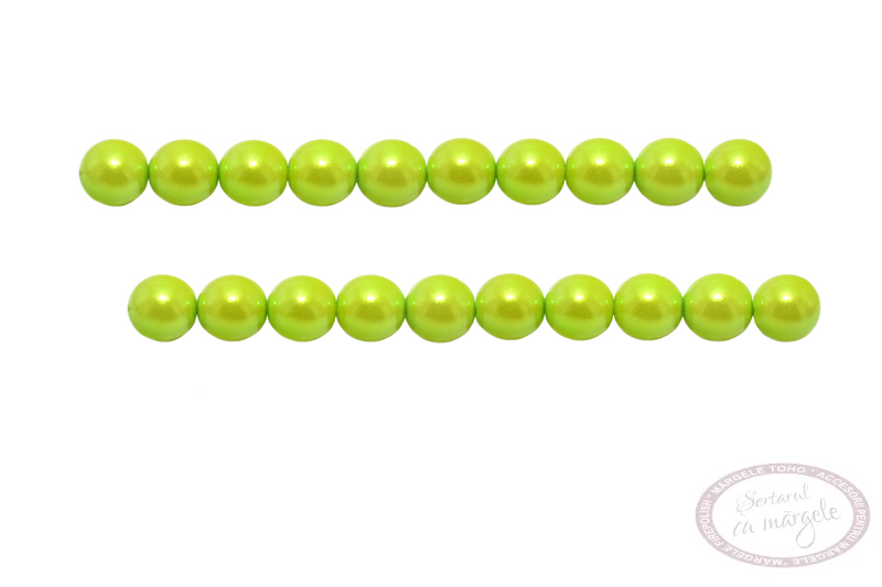 Perle de sticla 4mm, Pearl Shell, Chartreuse Perle de sticla 4mm Pearl Shell Chartreuse