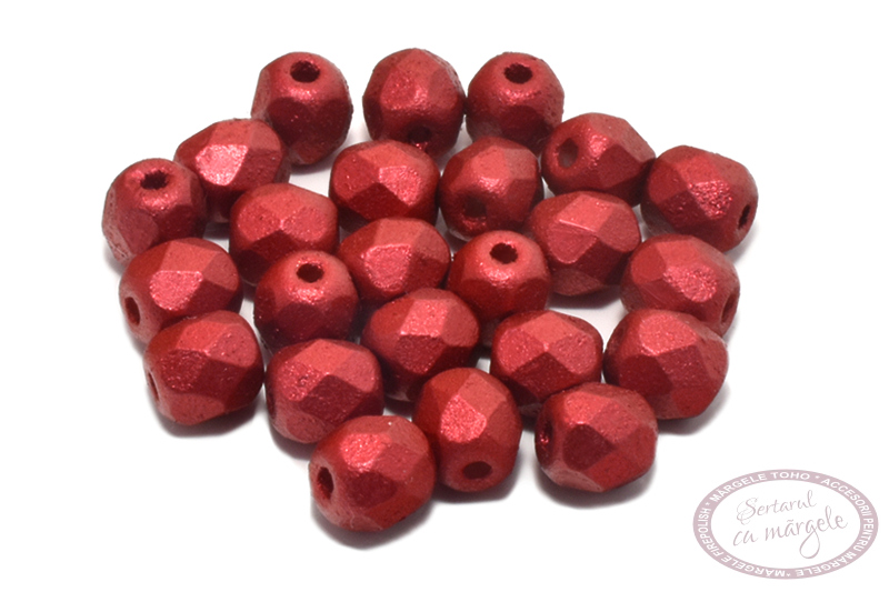 Margele Fire Polish 4mm Lava Red