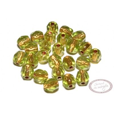 Margele Fire Polish 4mm : Olivine - Copper-Lined, 60 buc